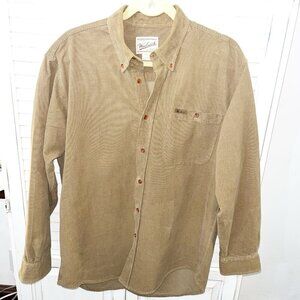 Woolrich Corduroy Shirt Large Men's Beige Camel Button Down Long Sleeve Outdoor